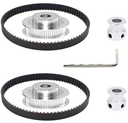 Befenybay 2Kit 2GT Synchronrad 20 & 60 Zähne 10mm Bohrung Aluminium Zahnscheibe mit 2 Stück Länge 200mm Breite 6mm Riemen (20-60T-10B-6)