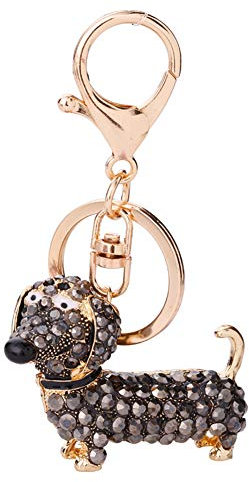 Schlüsselbund Anhänger, Asudaro Auto Schlüsselring Anhänger Glitzer Strass Schlüsselring Netter Welpe Hund Metall Bling Kristalle Schlüsselanhänger Charm Anhänger Keychain Dekor,Schwarz