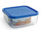 Fiambrera cuadrada de vidrio 15 x 15 x 6,2 cm, modelo Igloo, tapa de plástico azul, recipiente para alimentos apto para lavavajillas, microondas y congelador