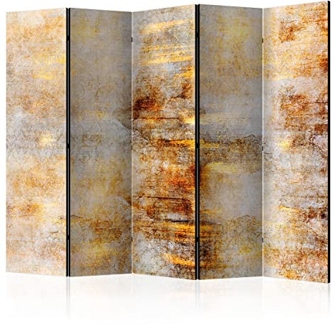 murando Raumteiler Foto Paravent Textur 225x172 cm beidseitig auf Vlies-Leinwand Bedruckt Trennwand Spanische Wand Sichtschutz Raumtrenner Design Ornament Orient Strdetur Gold grau f-A-0865-z-c