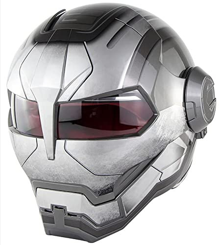 Motorcycle Full Face Helmet Iron Man Motorbike Moped Crash Helmet Lightweight Off-Road Skull Helmet for Adult Men Youth DOT Certified 5,M=57-58CM