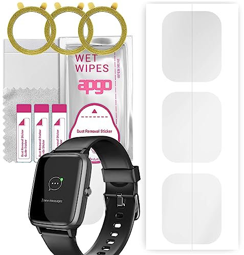 apgo 3 Stück Schutzfolie, klar, kompatibel mit Hama Fit Watch 5910 Smartwatch, Hydrogel Displayschutzfolie mit Positionierhilfe, Displayfolie, robust und kratzfest