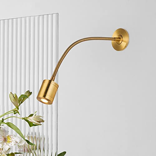 Liseuse Murale De Chevet, Liseuse LED 3W Lampe Col De Cygne Flexible 360°, Lampe De Lecture Moderne En Métal, Blanc Chaud 3000K, 210 LM, Pour Chambre Salon Bureau,D'or