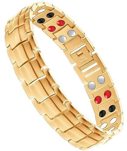 Jeracol Magnetic Bracelet Men,Titanium Steel Magnet Bracelets For Men With Effective 4 Elements,Adjustable Brazaletes Come With Jewelry Gift Box