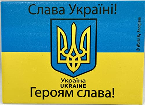 Ukraine Flagge Glory to Ukraine Kühlschrankmagnet 6,3 x 8,9 cm (100% der Verkaufserlöse werden an Wohltätigkeitsorganisationen gespendet, die die Ukraine unterstützen)