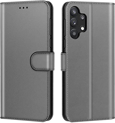 New&Teck Coque pour Samsung Galaxy A13 4G, Housse Etui Portefeuille Cuir Multifonction, Fermeture Magnétique à Clapet Anti-Choc (Gris)