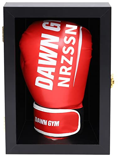 NRZSSN Boxing Glove Display Case Wall Mount Lockable Full Size pro UV Protected Clear Acrylic Holder Box for Baseball Boxing Signed Glove (Black - Single Glove)