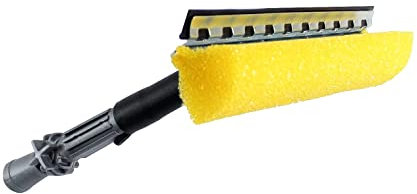 Teleskopstangenaufsatz Gelber Fensterwischer Einwascher und Gummiabzieher ca. 29cm Fenster Reinigung Grauer Winkel 260 Grad verstellbar