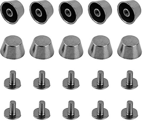 Framendino, 30 Pack Gun Black Rivets Stud Handbag Nail Head Studs Screw Back Purse Feet Flat Buckle Spikes Leathercraft for Leather Bag DIY Craft