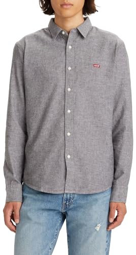 Levi's Men's Long-Sleeve Battery Housemark Slim Shirt, Black Agate, XL