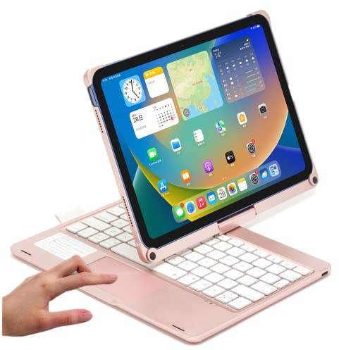 PboyiqiS Rotatable Keyboard Case for iPad Air 11 Inch (M3/M2)/ Air5/Air4/iPad Pro11 2022/2021/2020, Backlits Bluetooth Touchpad Keyboard Smart Cover with Pencil Holder, (Rose Gold)