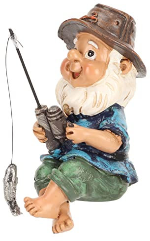 Statue de Nain de Jardin Pêcheur, Décoration d'Extérieur pour Pelouse, Étang et Cour, Figurine de GNOME