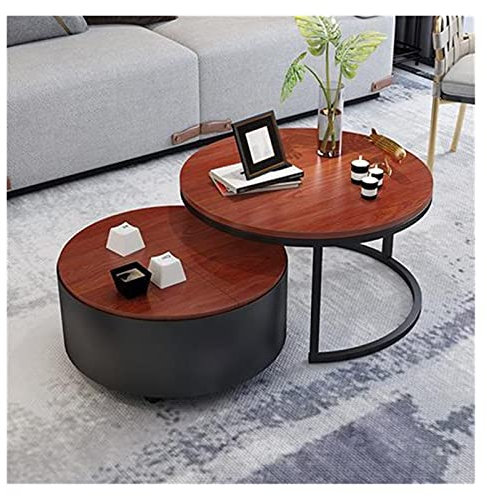 Sofa-Beistelltisch, Couchtisch, Kleiner Couchtisch, Zuhause, Wohnzimmer, Eisen, Holz, runder Couchtisch, Tabletttisch (schwarz)