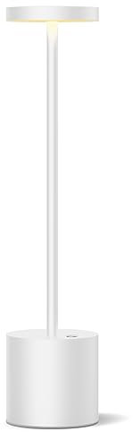 SLSMD Tischlampe Kabellos Led Outdoor IP54 Lampe 6000mAh Akku Camping Schreibtischlampe Aufladbar Nachttischlampe Touch Dimmbar in 3 Farben Tischleuchte für Innen/Außen (Weiß)