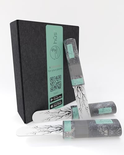 hûs+ Flower eco | A Babysitter for Your Plants | Digitaler Gießanzeiger inkl. 10-Jahres-Batterie * Feuchtigkeitsmesser für Pflanzen - Feuchtigkeitsmessgerät Bodentester Wasserdicht Sensor