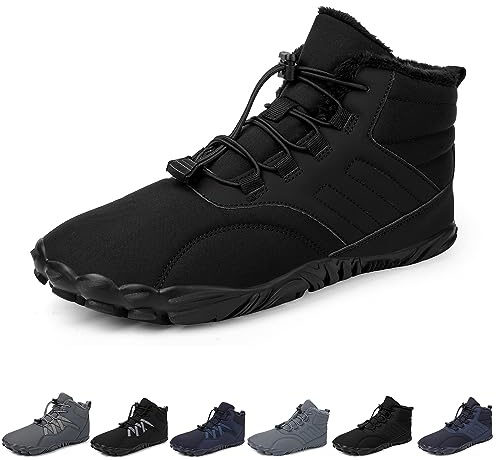 Barefoot Winter Outdoor Shoes - Men & Women, Autumn & Winter Waterproof, Black B, 11 UK