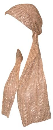 BaronHong Netz-Kopfwickel, Glitzer-Strass-Haarbänder, elastischer Kristall-Turban, Nachtclub, Rave-Party, Schal, glitzernder Schmuck (nackt, M)