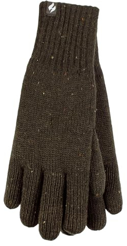 HEAT HOLDERS SOCKSHOP Herren Handschuhe - 'Ashton' Geflecktes Garn Atmungsaktiv Thermal Handschuhe Winter Warm 1 Paar Khaki L/XL