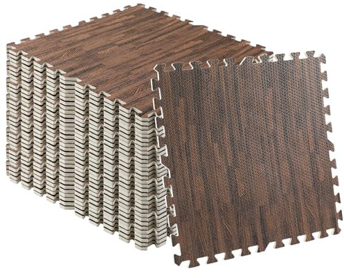Trafagala 60 x 60cm 20PCS Wood Effect Large Foam Jigsaw Mats Thick Heavy Duty Gym Flooring Interlocking Floor Mats Eva Soft Foam Yoga Mat Tiles Rubber Stable for Gym Home Garage (20PCS)