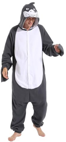 wotogold Pigiama di Squalo Animale Costumi Cosplay per Adulti Unisex Grigio L