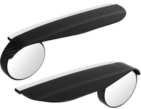 2pcs Blind Spot Rearview Mirror, 2-in-1 Rear View Mirror With Rain Visor Eyebrow, Adjustable Angle Side Mirror Blindspot for Car (Black)