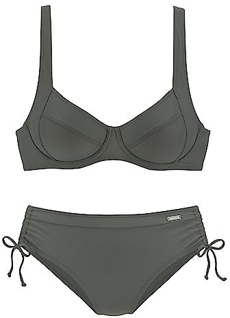 Lascana Damen Bügel-Bikini in modischen Farben, mit verstellbaren Trägern, etwas höher geschnittene Hose, seitlich zum Raffen