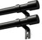 Schwarz Gardinenstange Vorhangstange Ausziehbar Curtain Rod Gardinenstangen für Fenster Outdoor (Schwarz Matt, 76 to 152 cm, A2, 2Pcs)