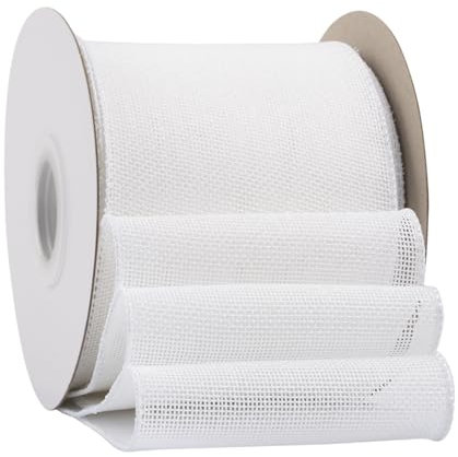 Ribbonitlux White Burlap Wired Ribbon, 100mm x 18 Meters, Wired Edge Burlap Ribbon for Gift Wrapping, Big Bow, Wreath, and Christmas Tree Decoration