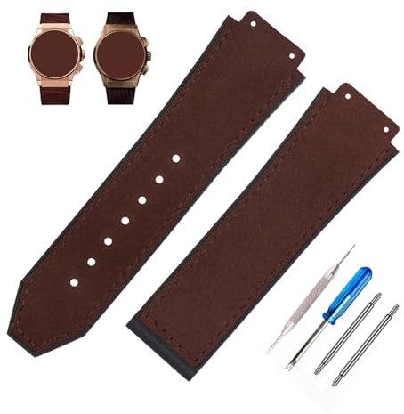 MMBAY Big Bang Silikon-Uhrenarmbänder, mattiert, 25 mm, kompatibel mit Hublot, 19 mm x 25 mm x 22 mm, Big Bang Ersatz-Uhrenarmband (ohne Metallschnalle), für Damen und Herren, Hellbraun