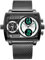 FEICE Multifunktionale Herrenuhr Quadratisch Großes Zifferblatt Analog Digital Quarzuhr Modisch Edelstahl 47 mm FK814 Schwarz