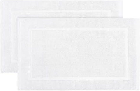 Lumaycens 2er Pack Weiß Badvorleger Badematte, 50 x 80 cm, Badezimmerteppich, rutschfest, waschbar, Badezimmerteppich aus 100% Baumwolle, hochwertiger Stoff, wiederverwendbar