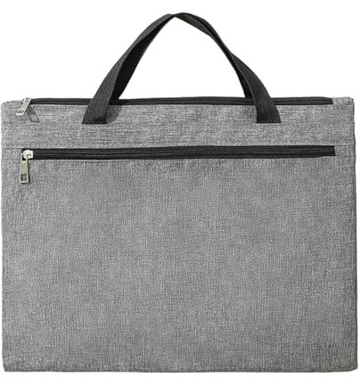 Aladeno Sac à documents porte-documents à fermeture éclair étanche grande capacité portable en tissu Oxford avec poignée fourre-tout léger pour bureau d'affaires (Gris)