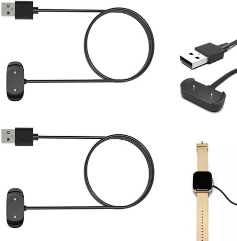 2 Pezzi Caricatore Compatibile con Amazfit GTS 4 Mini, GTS 2/2e/2 Mini, GTR 2/2e, Bip 3/3 Pro, Bip U, T-Rex Pro, Caricabatterie Magnetici Smartwatch, Cavo di Ricarica USB da 1 Metro, Portatile
