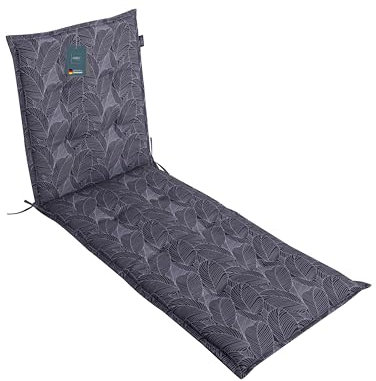 LILENO HOME Sonnenliege Auflage als [1er Set - Rollliege] in Blätter Anthrazit - Gartenliegen Auflage perfekt für Strandliege - Polster Auflage für Gartenliege (188x60x5cm)