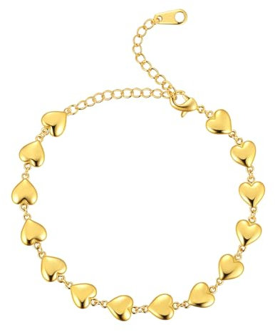 SEIHOP Heart-Link Bracelet Adjustable Bracelets 18K Gold Plated Love Heart Charm Jewelry Gifts for Women and Girls KB0029Y