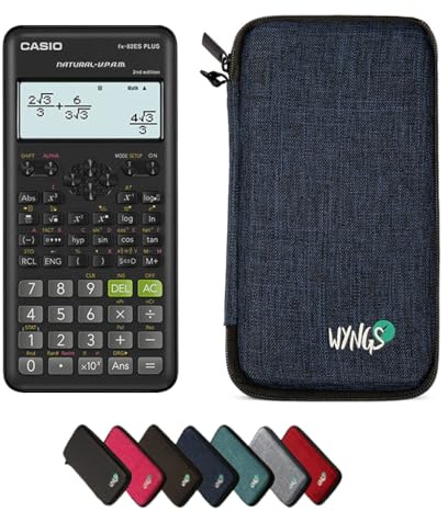 Casio fx-82ES Plus 2nd Edition inkl. WYNGS Schutztasche Blau - Wissenschaftlicher Taschenrechner - Basic Set