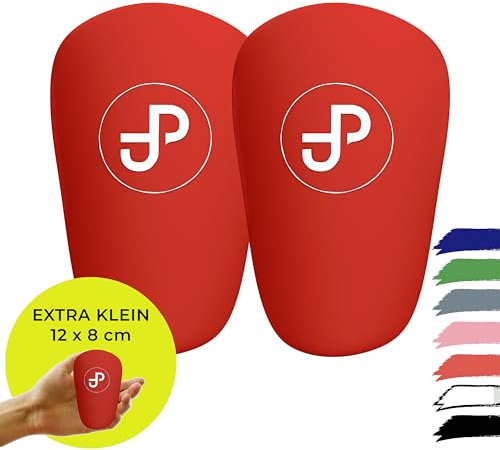 JDP Mini Schienbeinschoner, extra kleine Schienbeinschoner Fußball Herren, Anti-Rutsch Mini Schienbeinschoner Kinder Fussball, Schienbeinschoner klein, Schienbeinschoner für Fußball 12x8 cm, rot