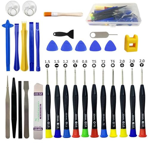 DYUEE Phone Repair Tool Kit 33Pcs - Complete Screen Repair Kit with Magnetic Screwdrivers, Opening Tools & Accessories for Phone, Pad, Laptop, Tablet & PC