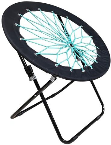 Camp Field Camping and Room Bungee Folding Dish Chair -Versatile Bunjo Chair with Fun Bouncy Design - Circle Web Chair for Relaxation and Fun for Room Garden and Outdoor (Small Black)