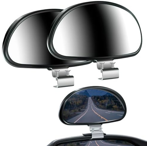 Espejos de Punto Ciego Espejo Retrovisor Exterior Coche Espejo, 2 Pcs, Espejo Auxiliar Exterior Universal, Ajustable 360°, Vidrio de, para Todo Tipo de Vehículos - Negro
