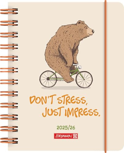 BRUNNEN Schülerkalender (2025/2026) Bear, 1 Seite = 1 Tag, A6, 352 Seiten, PP-Umschlag, mehrfarbig