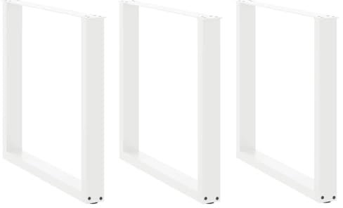 WKIEQACO Lot de 3 pieds de table en forme de U en acier blanc 80 x (72-73) cm