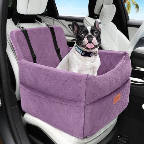 Hunde Autositz für kleine bis mittlere Hunde, Waschbarer hundesitz Auto mit Aufbewahrungstaschen, Ansteckbare Leine,verdickter Hundeautositz Sitzerhöhung Hundebett Auto für Rückbank Vordersitz