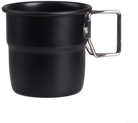 Tazza da campeggio in alluminio da 300 ml con manico pieghevole per oggetti essenziali all'aperto (nero)