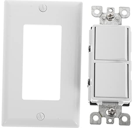 GALPADA Interruptor Doble Balancín Eléctrico de 10A con Placa de Pared y Tornillo para Uso Residencial y Comercial 2 Interruptores