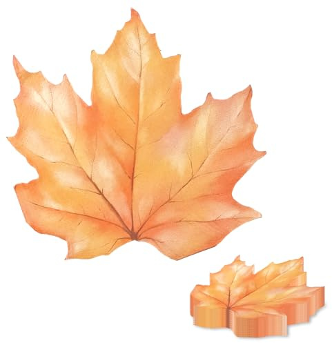 20 Stück Herbst Servietten Ahornblatt – Servietten Herbst Schön | für Herbst Tischdeko, Erntedankfest, Party, Hochzeit, DIY Basteln, herbstliche Dekoration