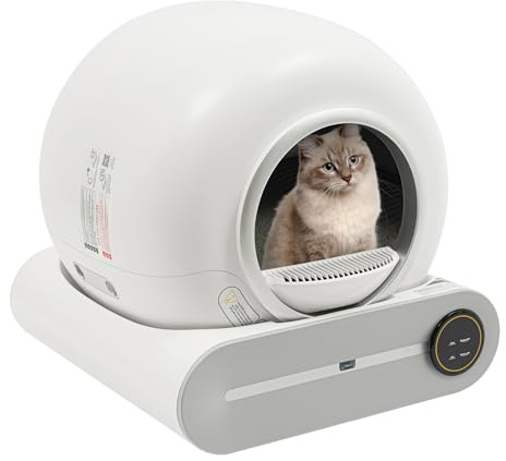 Katzenklo Selbstreinigend, Groß Elektrisches Katzentoilette - 65L Kapazität, Automatisches Katzenklo mit App-Steuerung/Smart Health/Sicherer Alert/für Mehrere Katzen