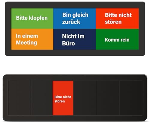 Büro Türschild-6 Optionen Bitte Nicht Stören,In Einem Meeting,Nicht Im Büro,Komm Rein,Bin Gleich Zurück,Bitte Klopfen-Schilder Mit Schiebefunktion, Matt Schwarz