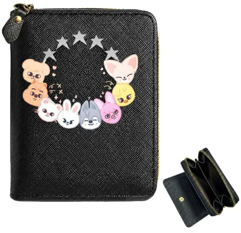 OptiPlay SKids Unisex Geldbeutel für Stay, Stay PU Portmonee, Kpop Portemonnaie, K-Pop SKids Merch Wallet, Geldbörse für Stay Fans und Geschenkideen(Schwarz)