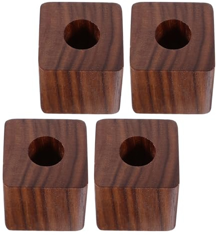 FUOYLOO 4pcs Walnut Wood Pen Holder Small Desk Organizer for Office Desk Storage, Wooden Fountain Pen Stand with Decorative Slots for Study Room and Workspace
